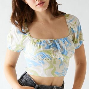 PacSun LA Hearts Smocked Crop Top